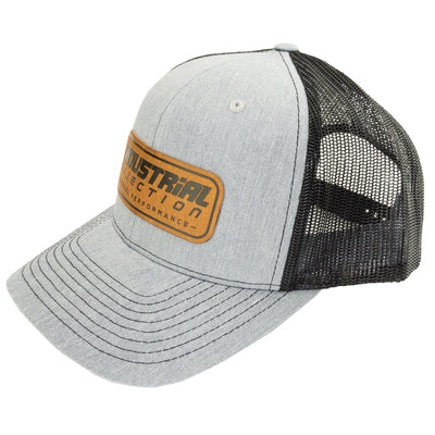 Gray/Black Snapback Leather Patch Logo Hat - Industrial Injection