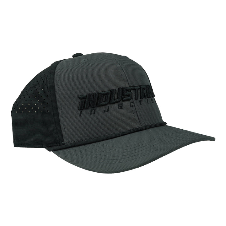 Black and gray Industrial Injection tech hat with trucker-style design
