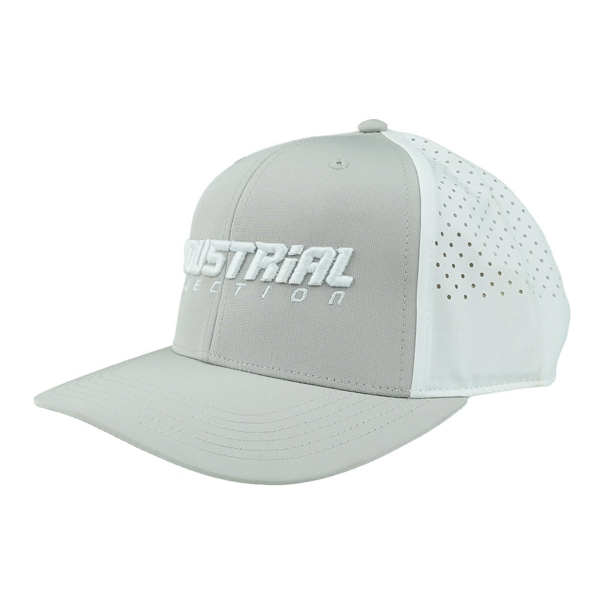 Gray and white Industrial Injection tech hat with trucker-style design