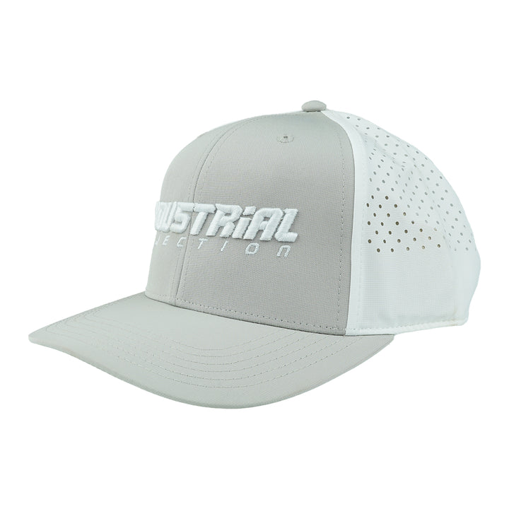 Gray and white Industrial Injection tech hat with trucker-style design
