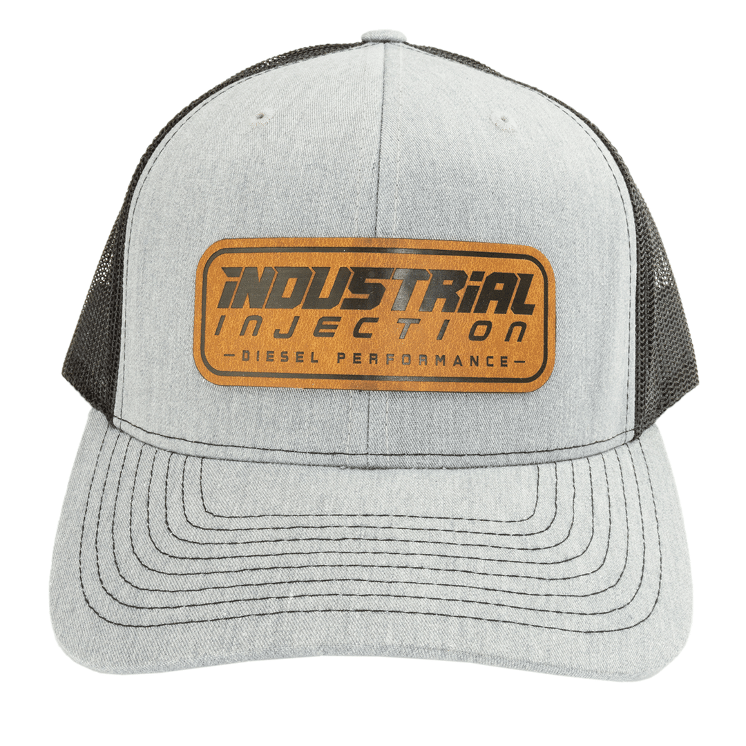 Gray/Black Snapback Leather Patch Logo Hat - Industrial Injection