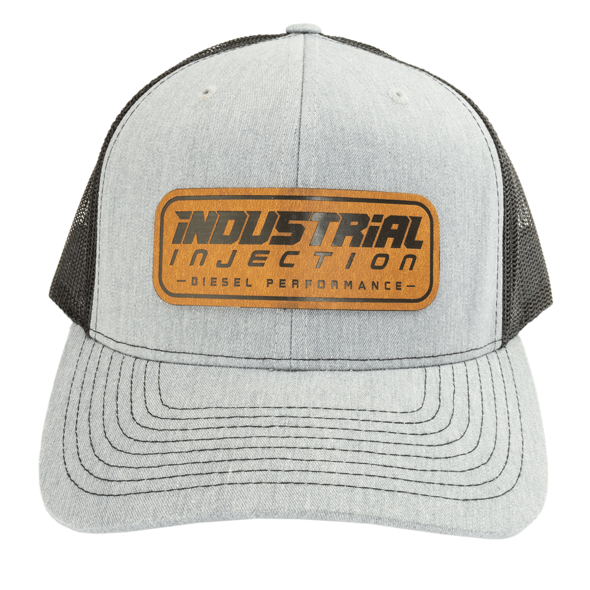 Gray/Black Snapback Leather Patch Logo Hat - Industrial Injection