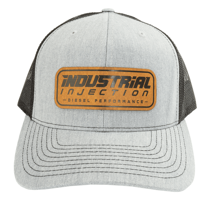 Gray/Black Snapback Leather Patch Logo Hat - Industrial Injection