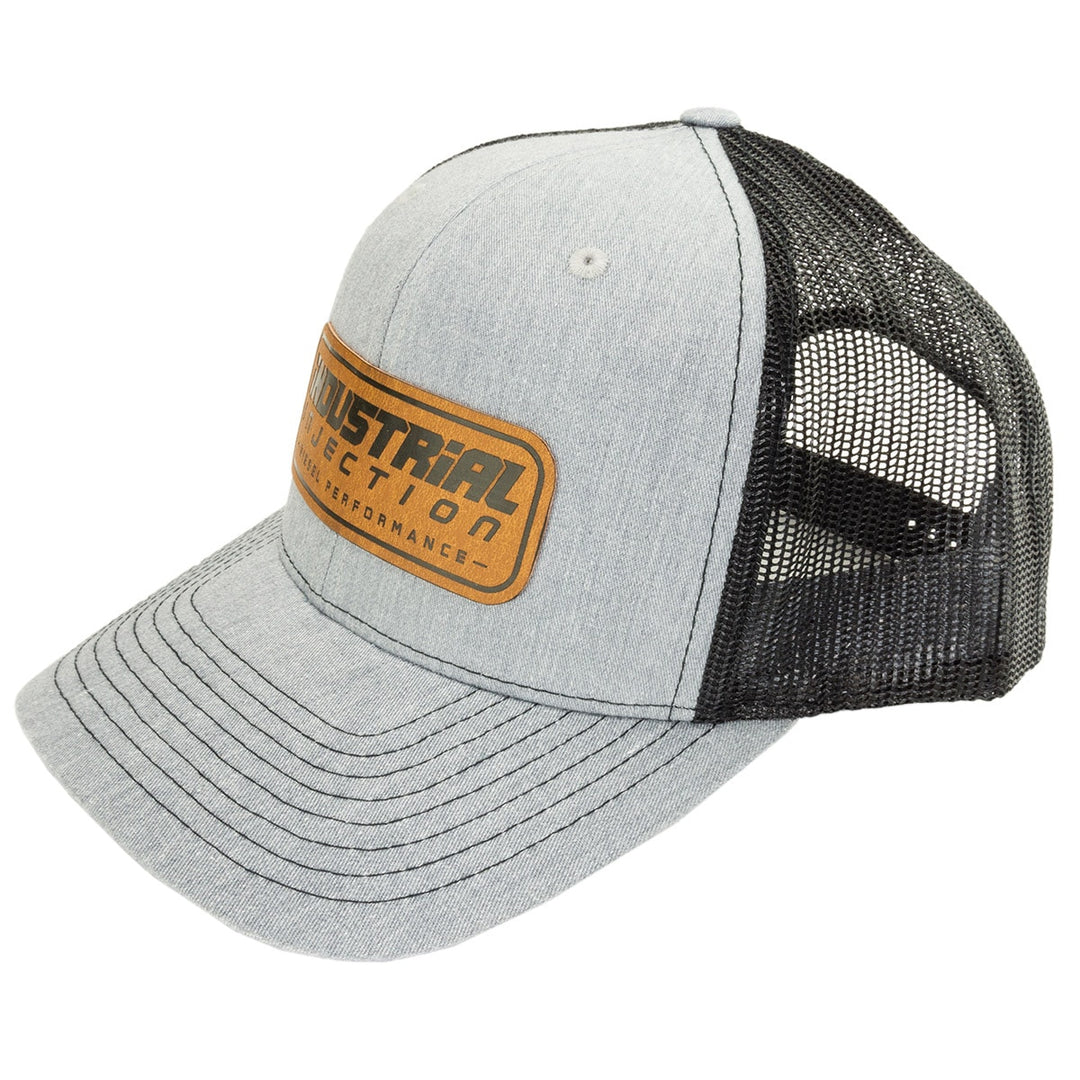 Gray/Black Snapback Leather Patch Logo Hat - Industrial Injection