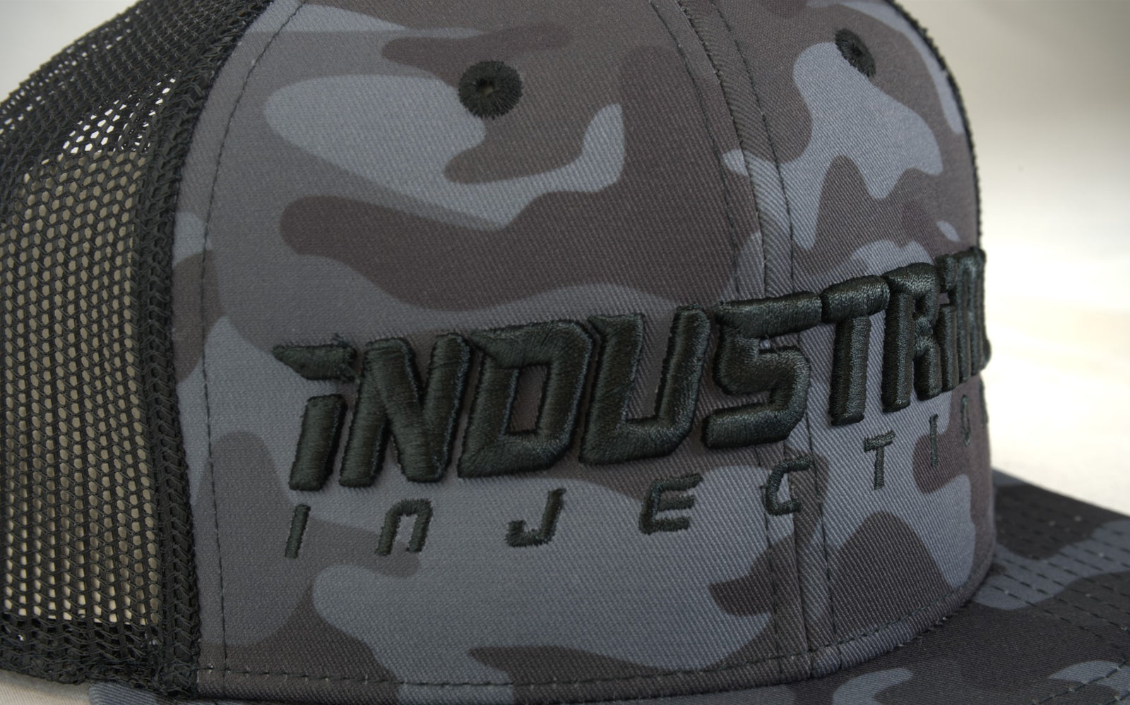 Grey Camo Mesh Snap Back Hat - Industrial Injection