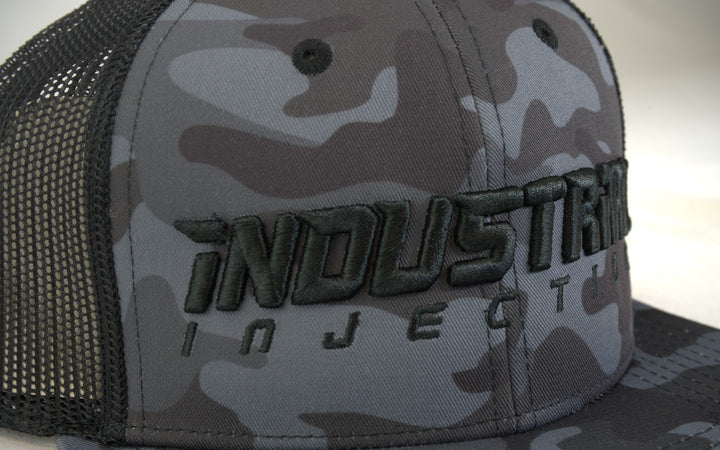 Grey Camo Mesh Snap Back Hat - Industrial Injection