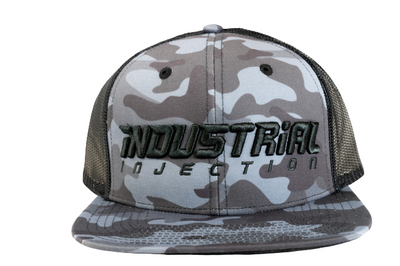 Grey Camo Mesh Snap Back Hat - Industrial Injection